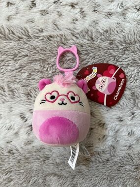 NWT | Squishmallow Chambless Pink Plush Clip-On Toy - Heart Glasses Cat